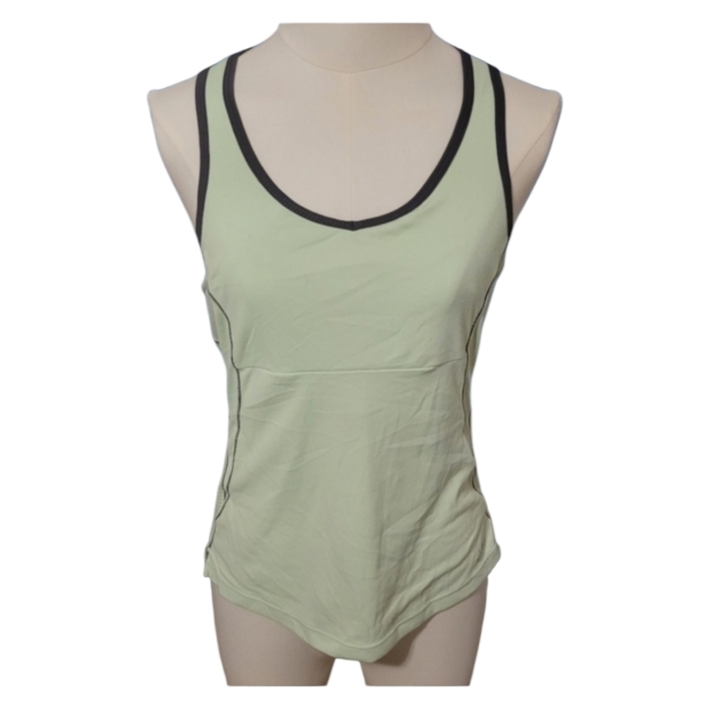 aasics Pale Green and Navy Blue Mesh Breathable Racerback Tank Top Size Small